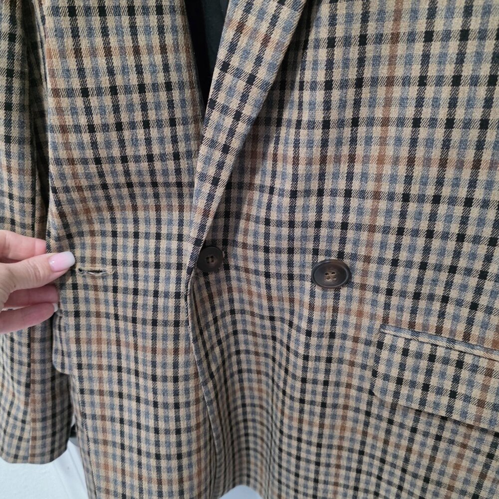 Madewell Brown Plaid Double-Breasted Blazer – Size M - Picture 5 of 9